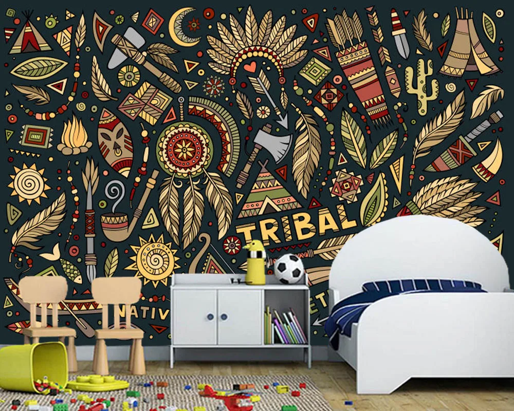 Papel де parede Индийский стиль doodle 3d обои, гостиная диван ТВ стены спальни обои для стен Ресторан барная Фреска