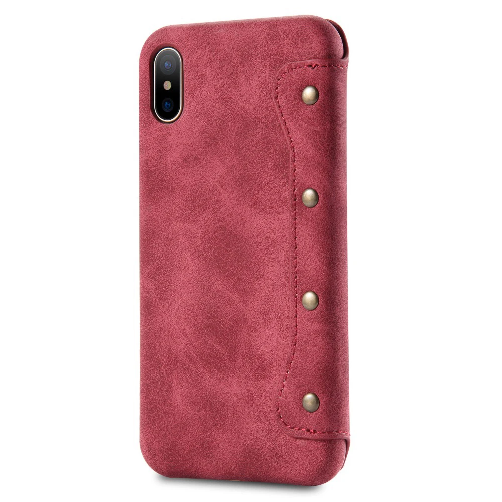 Роскошный кожаный чехол для iPhone X 8 7 6 Plus ретро Чехол книжка с отделением карт