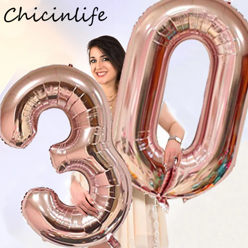Chicinlife 2 шт. Rosegold 40 дюймов 30/40/50/60/70/80/90 воздушные шары из фольги в виде цифр для