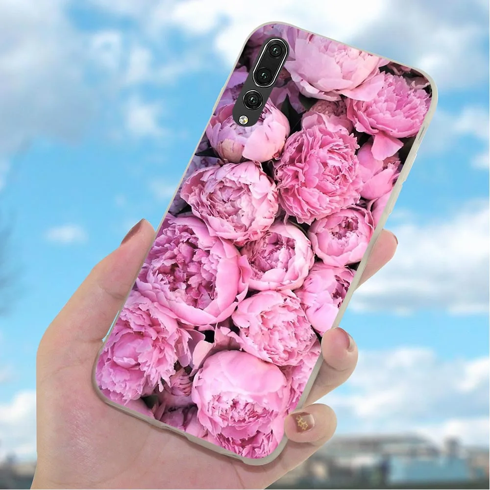 Мягкий чехол для телефона из ТПУ с рисунком пиона розы маргаритки Huawei P20 P30 Pro P10 P8