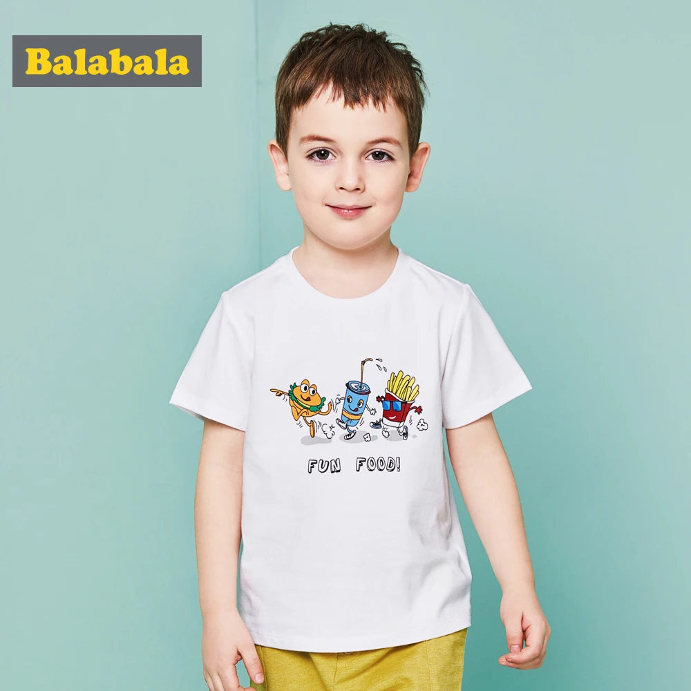 Balabala/Летняя футболка для маленьких мальчиков рубашка с принтом еды enfant детская