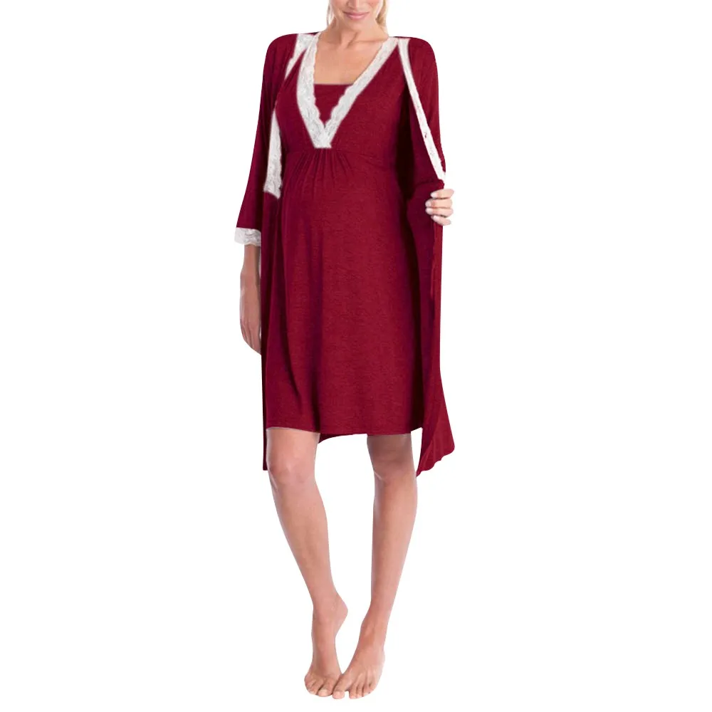 Dresses Women's Maternity Dress Womens Mother Lace Pregnant Long Sleeve Nursing Baby For Pajamas Dress|Платья| |