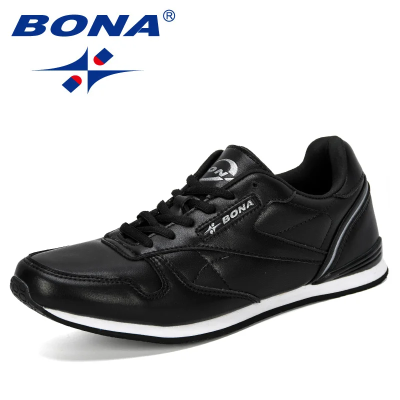 Black silver gray BONA/Новинка года; популярные уличные кроссовки; Мужская обувь для отдыха; нескользящая повседневная обувь для взрослых; Мужская Осенняя удобная обувь - Цвет: Black silver gray