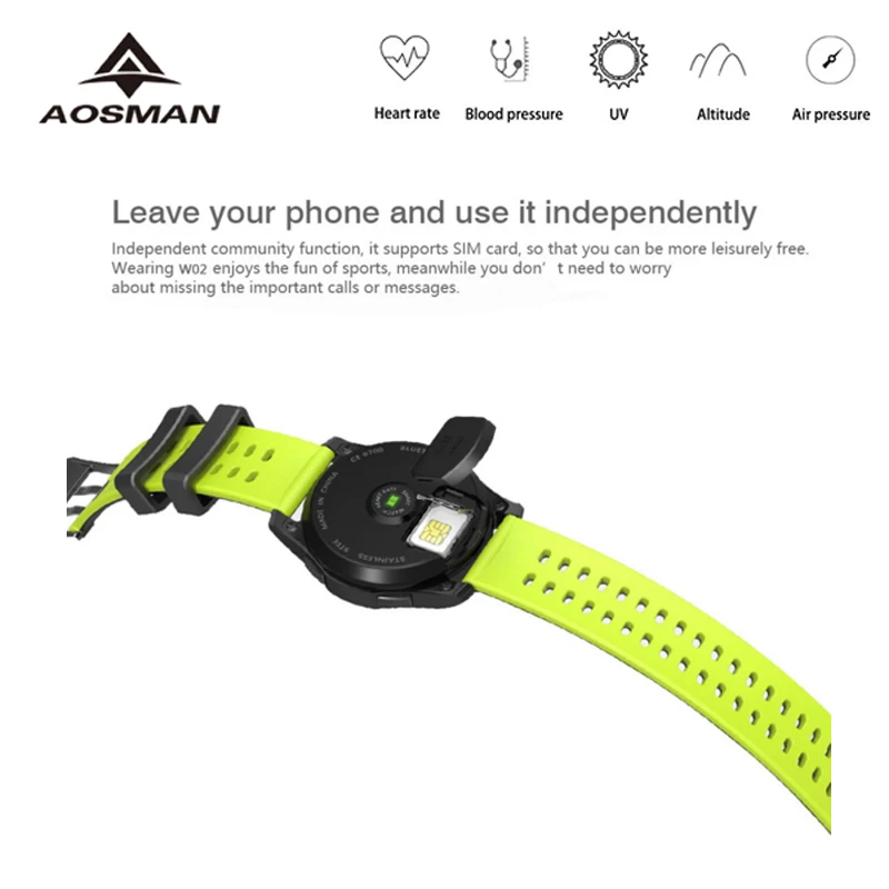 AOSMAN частота сердечных сокращений GPS высотомер спортивные Смарт часы телефон SIM