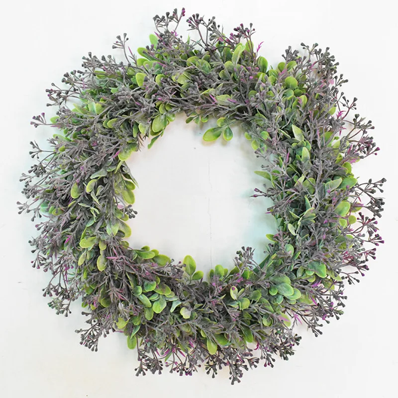 Американские флокированные Искусственные венки лаванды рождественские