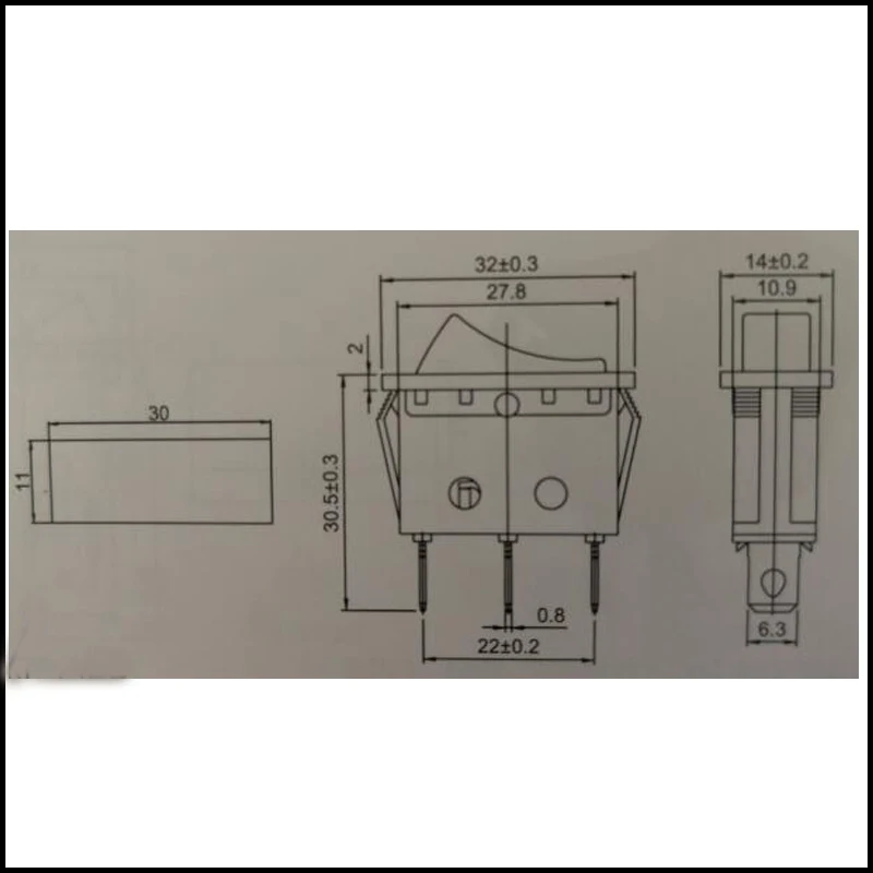 KCD3 4 101N 16A 3 Pin включения выключения кулисный переключатель с подсветкой SPST