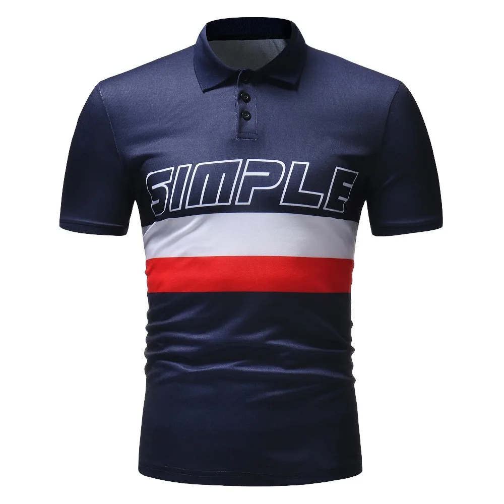 

Plus Size Summer Men's Polo Brand New Printed White Line Business Men's Clothing Slim Fit Casual Short Sleeve Men's Polo Shirt
