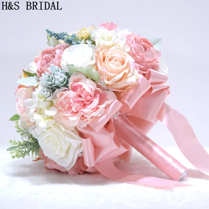H& S свадебный розовый букет невесты фиолетовый букет De Mariage искусственные винтажные свадебные букеты для невест
