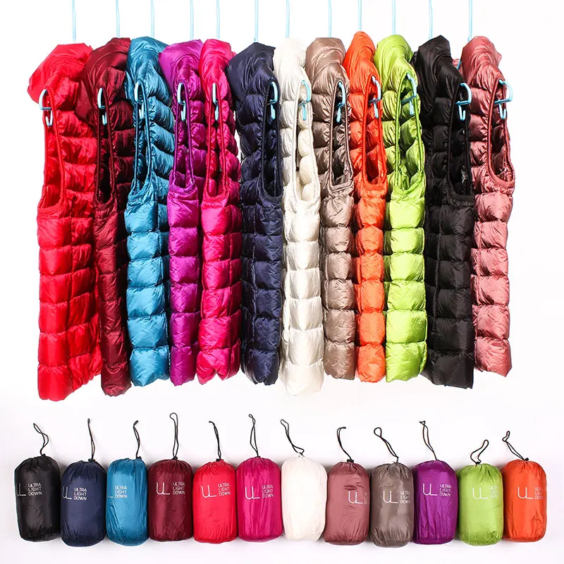 Новая осенне зимняя женская куртка без рукавов ультра легкий белый жилет на