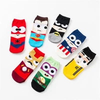 new cartoon super hero socks kawaii man short ankle socks cotton funny socks men boat socks harajuku cute calcetines 7 colors