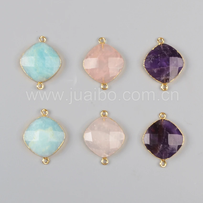 Позолоченные Ромб Multi-вид Ограненные Камни Druzy Квадратной Двойной Разъем