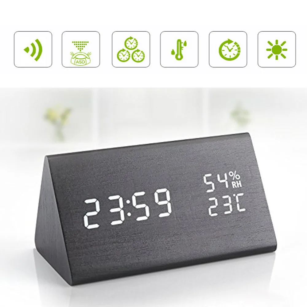 Деревянный Будильник цифровые часы будильник с 3 уровня регулировки Яркость/3