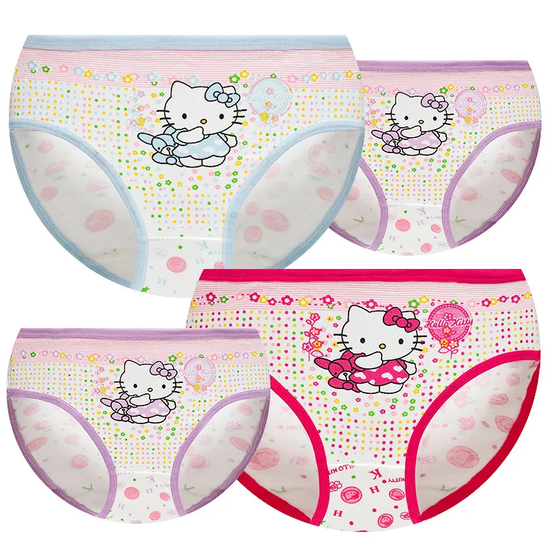 4 шт трусы для девочек детские с рисунком малышей Рисунок Hello Kitty хлопковые От 1 до 9