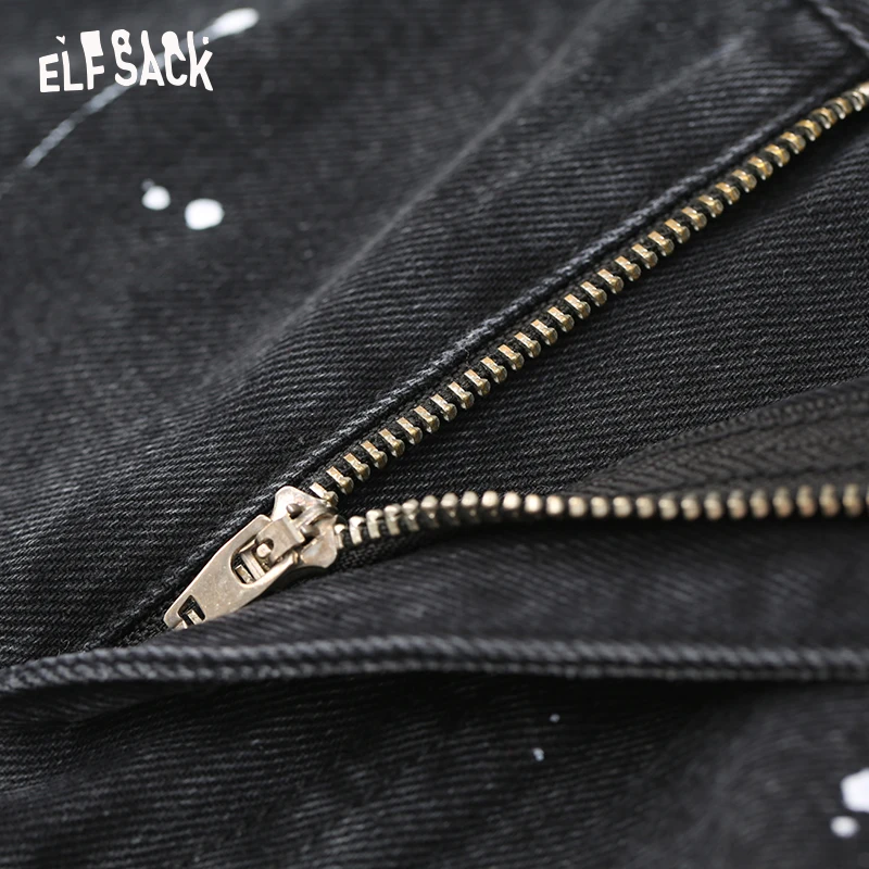 Женские потертые джинсовые шорты ELFSACK черные винтажные со средней талией уличные