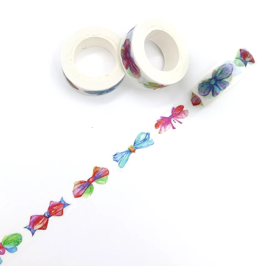 Креативная красивая бабочка Washi Tape на клейковой основе, 10 м * 15 мм, декоративная наклейка для школы и офиса, DIY скрапбукинг.
