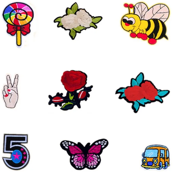 Милый цветок пчела бабочка леденец автомобиль No.5 патчи железа на или шить ткань