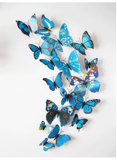 

12pcs New Qualified Wall Stickers Decal Wall Stickers Home Decorations 3D Butterfly Rainbow PVC Wallpaper for living room