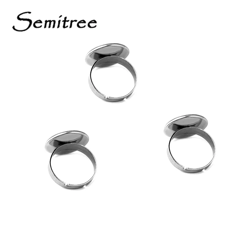 Semitree 10 шт. 10/12/14/16/18/20 мм Нержавеющая сталь Стекло Кабошон Камея пустая лоток для кольца поделки установка расходных материалов для изготовления ювелирных изделий