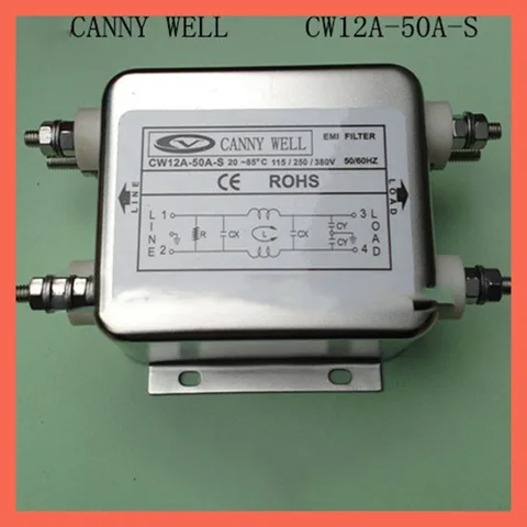 Ac 115-380 - v большой ток 50 двухфазный фильтр питания CW12A-50A-S EMI фильтр питания электрическое оборудование поставляет адаптеры питания