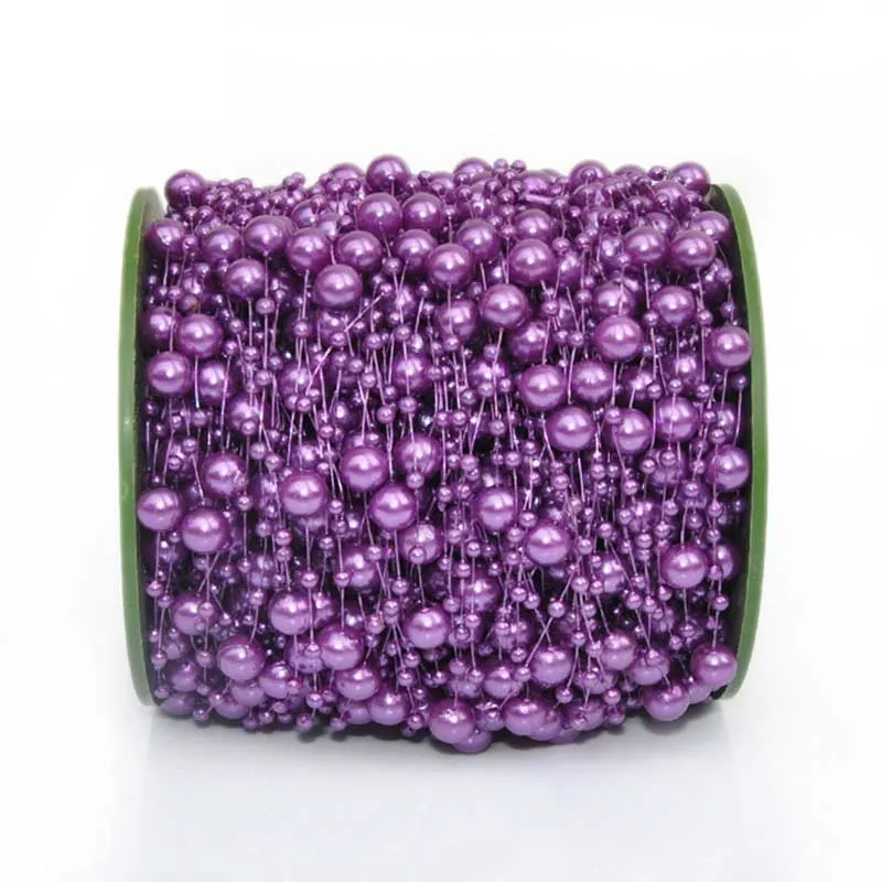 PURPLR 60 м имитация жемчуга бусины цепи отделкой для DIY Гипсофилы Гирлянда Свадебные цветы Декор ювелирных изделий Craft интимные аксессуары - Цвет: PURPLR
