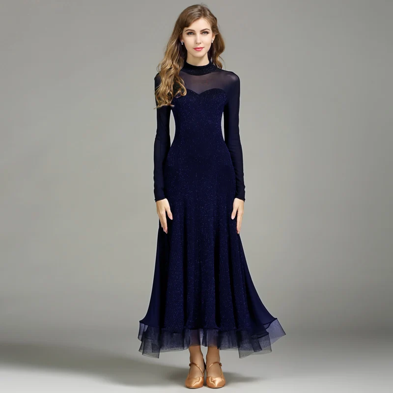 Бальное платье для танцев женская простая тренировка длинный рукав сценическая