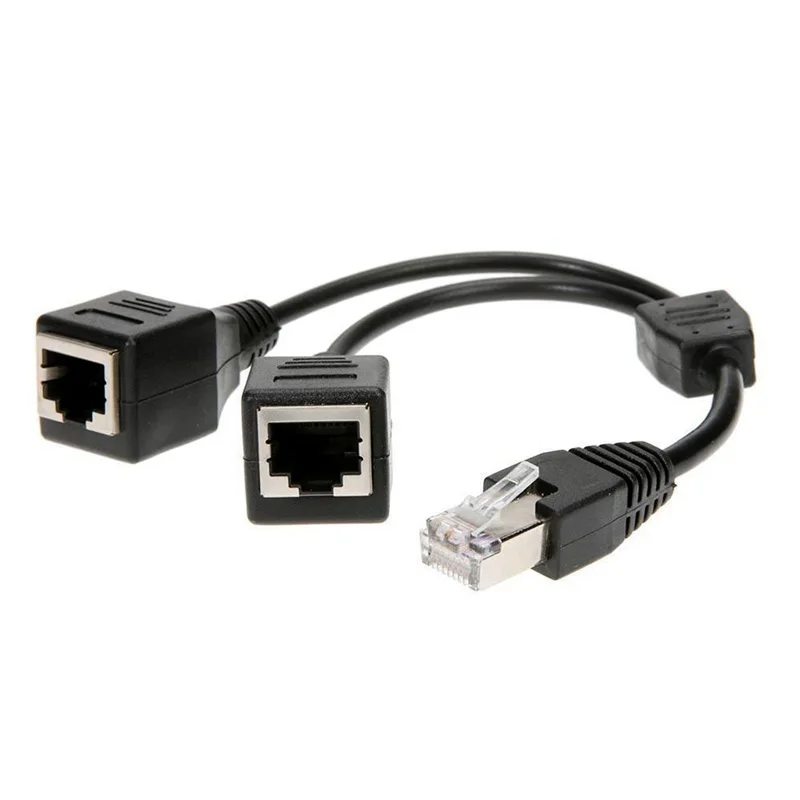 Cat6 LAN Ethernet Extension Cord 1 Male To 2 Female RJ45 Splitter Network Cable Adapter Set Kit |