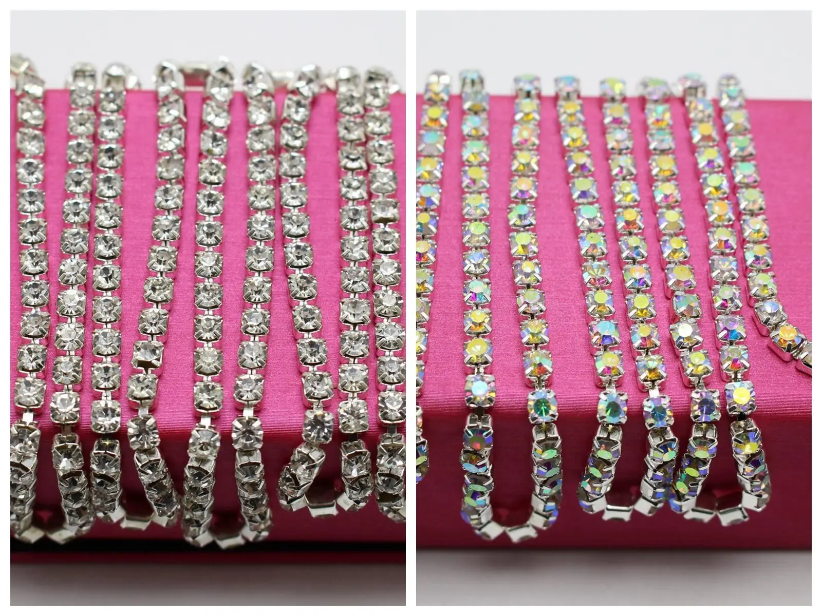 2 метра серебро Цвет Прозрачный Кристалл Стразы отделка цепи SS16 SS14 SS12 SS8|clear