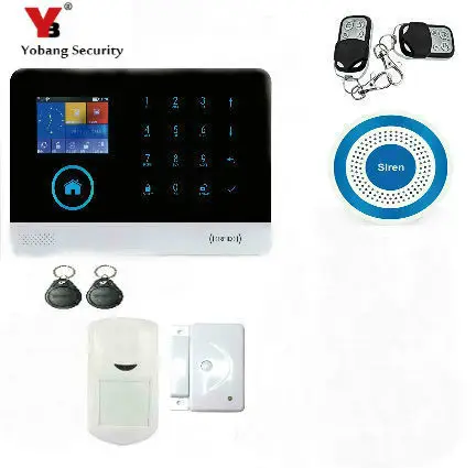 Yobang Security WIFI GSM Alarm System For Home GPRS APP Remote Control RFID Card Arm Disarm Wireless Automatic |