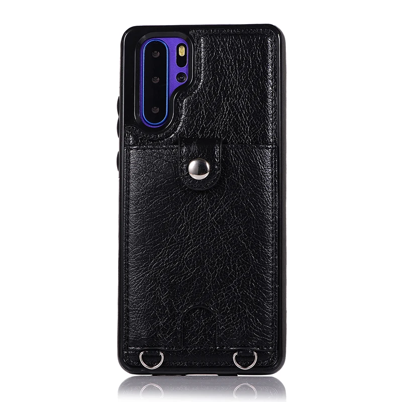 Черный Huawei P30 Pro чехол кожаный бумажник чехол для карты для huawei P30 Lite mate 20 чехол сумка на плечо чехол для телефона для huawei mate 20 Lite - Цвет: Черный