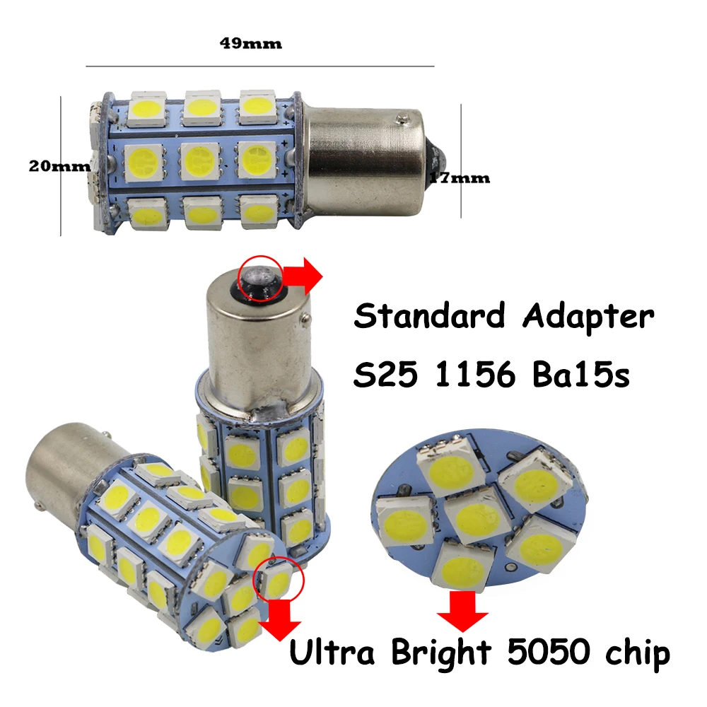 YSY DC 24 В Высокое качество 10 шт. 1156 BA15S P21W 5050 27 SMD светодиодная Автомобильная