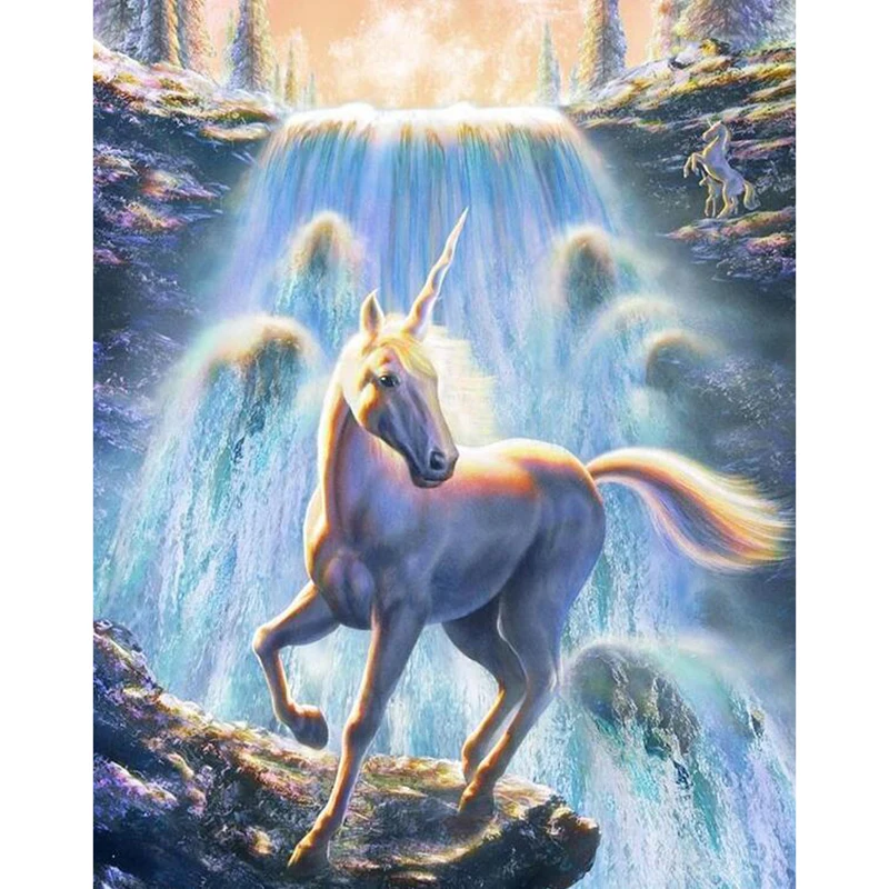 Полная квадратная/круглая Алмазная вышивка цветной Единорог 5D сделай сам