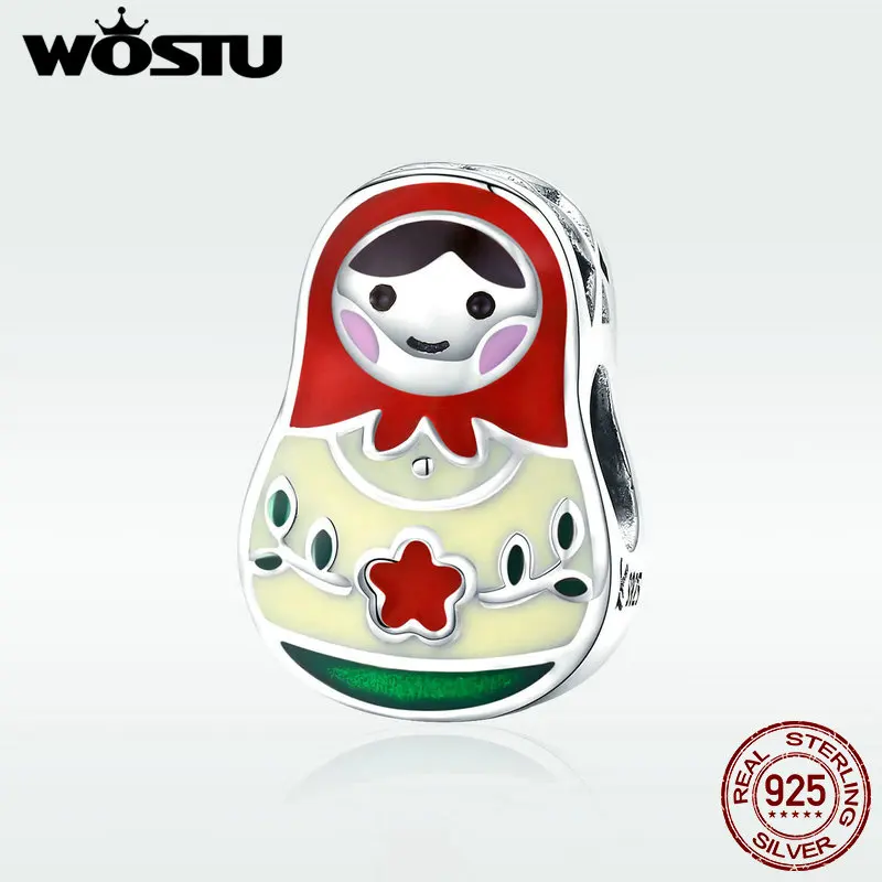 WOSTU хит продаж модный браслет из стерлингового серебра 925 пробы Матрешка русские