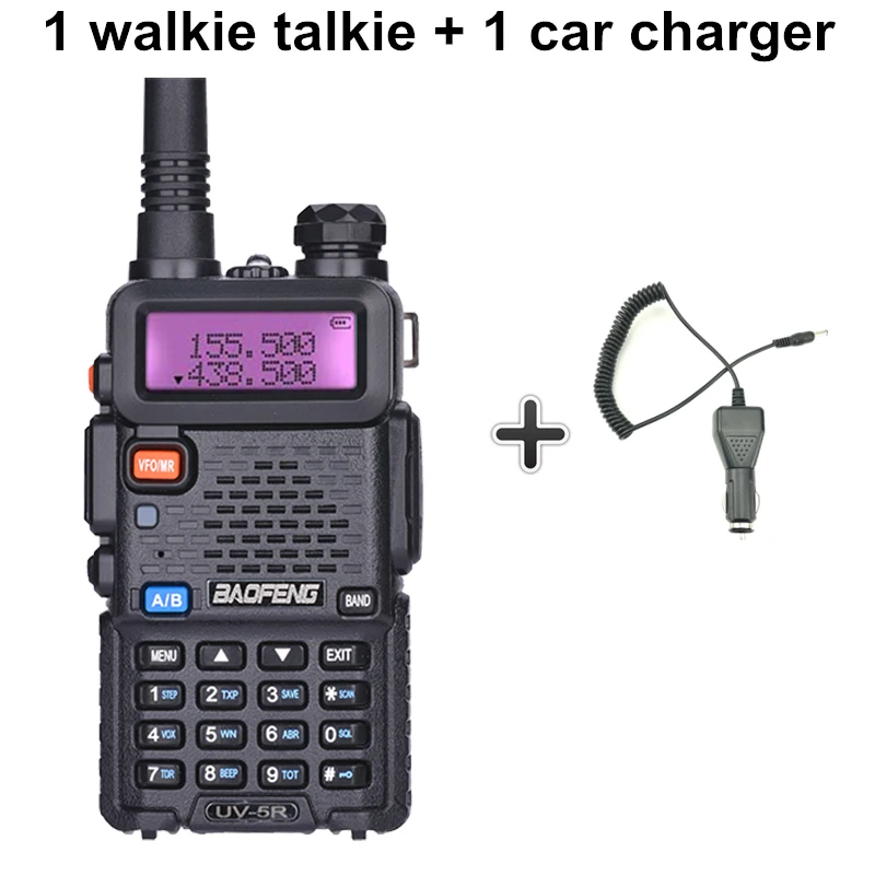 Add a car charger Baofeng UV-5R профессиональная рация 5 Вт UHF VHF портативная UV5R двухсторонняя радиостанция UV 5R охотничий CB трансивер радиоприемник - Цвет: Add a car charger