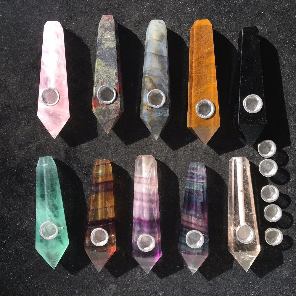 Натуральный флюорит Somking труба кварцевый кристалл точка смешанные драгоценные