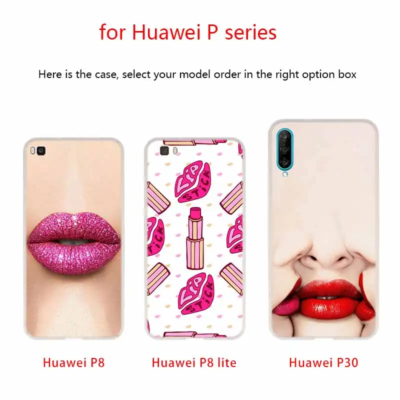 Pink Lips Aroma Silicone Coque Soft Case For Huawei P50 P40 P10 P20 P30 Lite Pro P Smart Z 2020 2019 Cover | Мобильные телефоны и