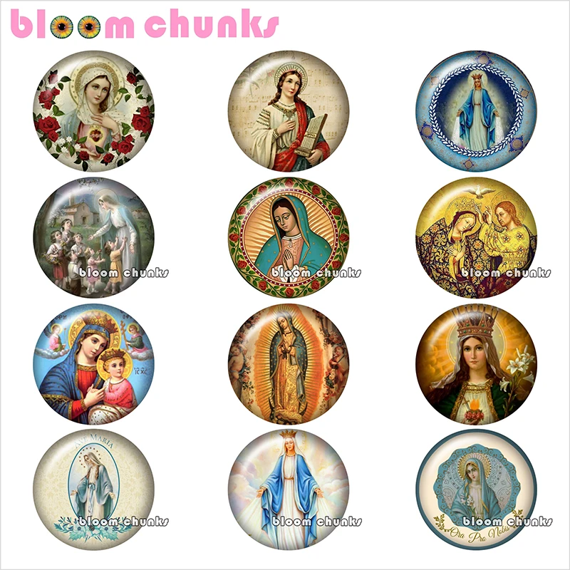 Bless Virgin Mary круглый стеклянный кабошон demo плоская задняя сторона делая Результаты 12 мм/18 мм/20 мм/25 мм TL1117 - Цвет: 10pcs Mixed Set