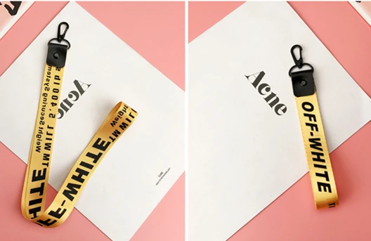 yellow set Off White брелок с лентой Для женщин чехол для телефона цепочка для ключей бумажник брелки porte clef для связка для ключей llaveros mujer Chaveiro - Цвет: yellow set