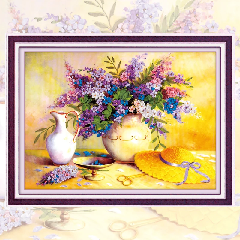 Ленточная живопись легкая вышивка с цветочным принтом HD печати Рукоделие