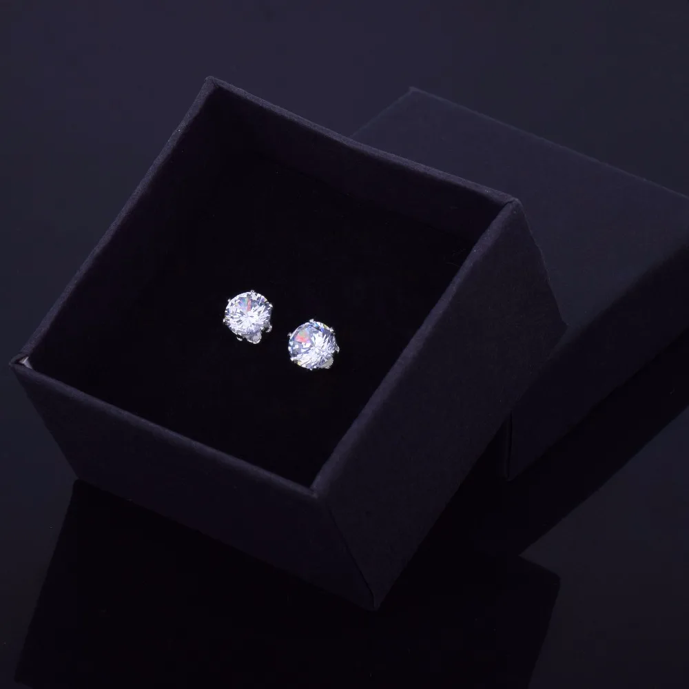 Круглые серьги гвоздики с фианитом 6 мм/8 мм|round stud earrings|stud earringsearrings hip hop |
