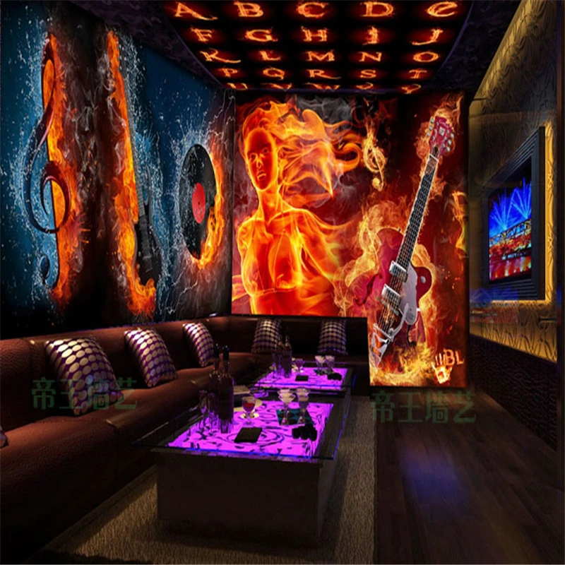 Beibehang обои на заказ 3D KTV Скелет Большие Настенные Лазерная отражающая гитара