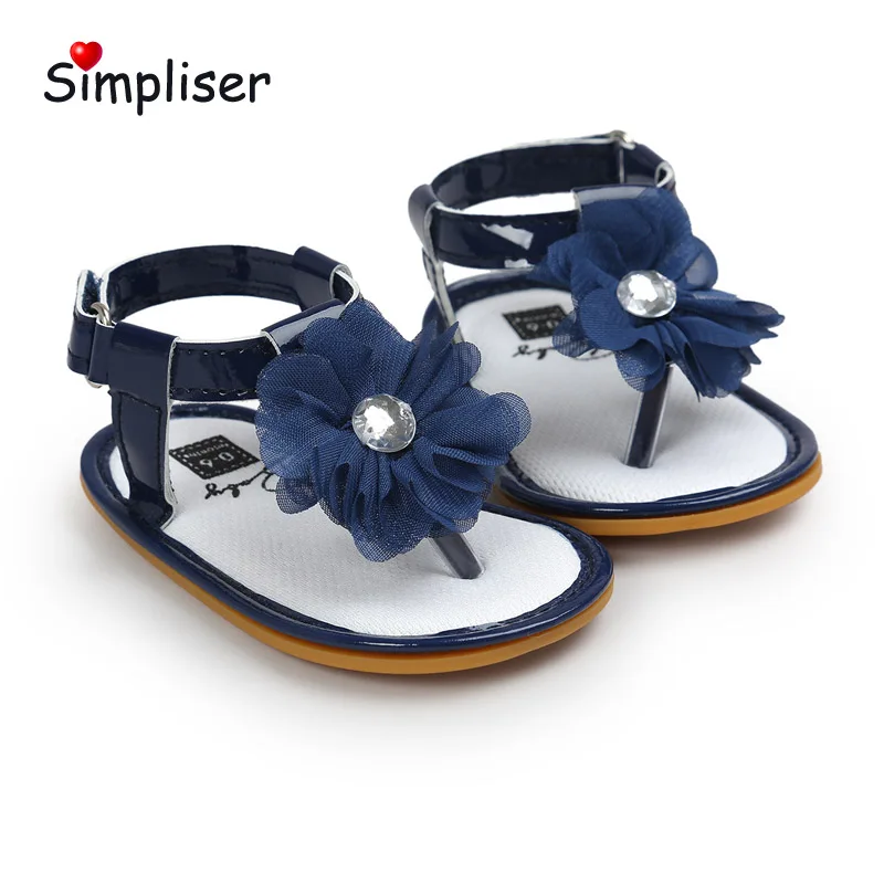Сандалии для новорожденных девочек Нескользящие босоножки с цветочным принтом