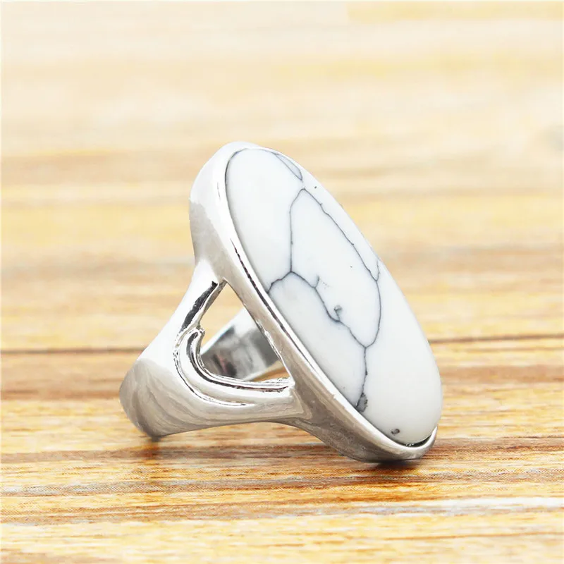 Овальный белый камень Кольца для Для женщин Посеребренная Сердце отверстие