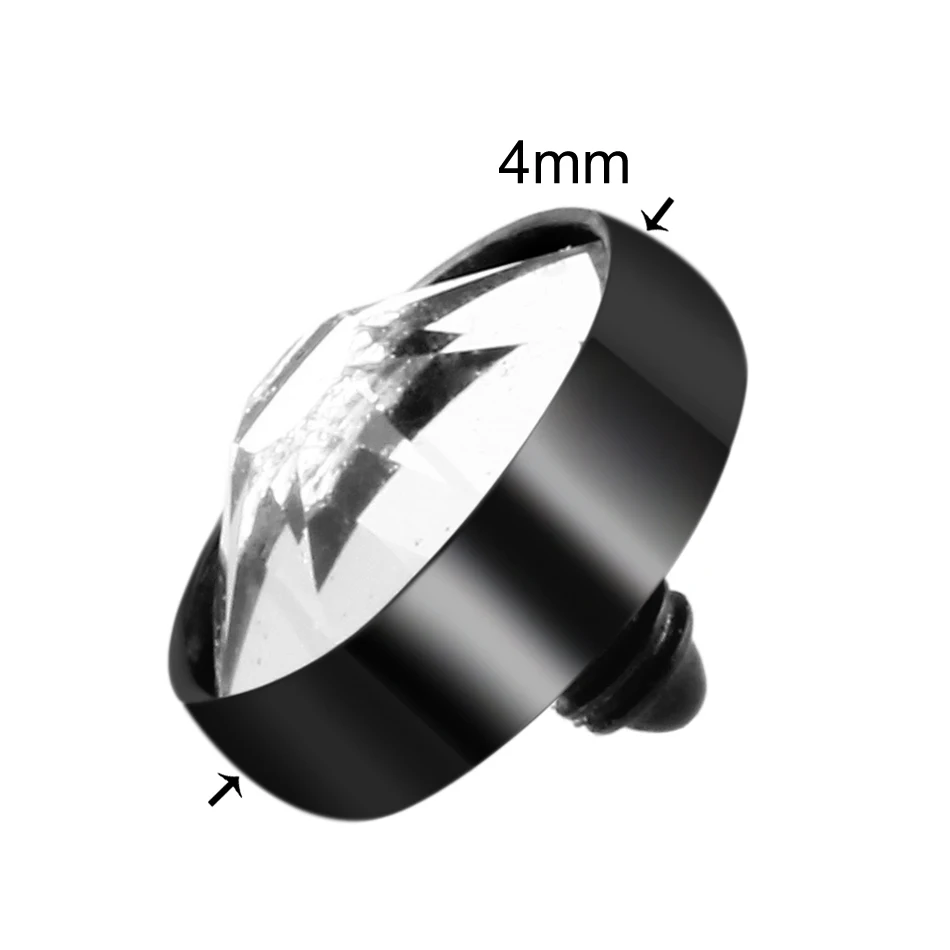 Black v Clear 4mm 10 шт./лот, титановый пирсинг, микро Кожный Якорь, Круглый драгоценный камень, имплантат для кожи дайвера, ювелирное изделие для скрытия кожи, украшения для тела - Окраска металла: Black v Clear 4mm