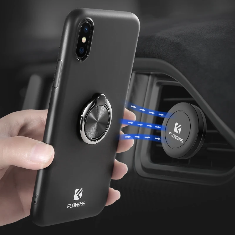 Чехол FLOVEME с кольцом-держателем для iPhone 8 Plus чехлы мягкий силиконовый чехол X 10 7