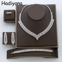 hadiyana fashion cubic zirconia jewelry set women copper necklace wedding jewelry set bijoux women 4pcs jewelry sets tz8003