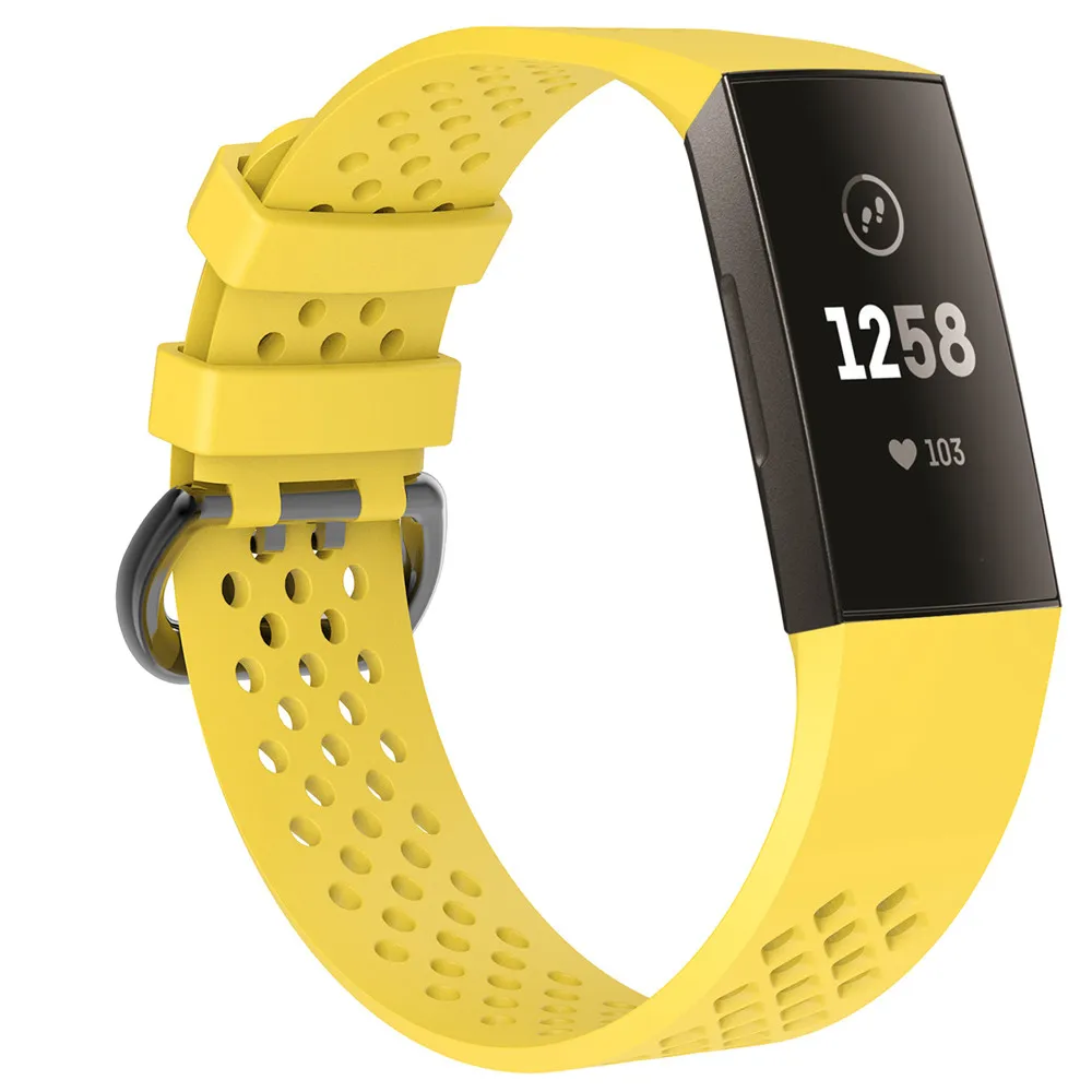 Yellow XBERSTAR силиконовый ремешок на запястье для Fitbit Charge 3 Charge3 фитнес-трекер спортивный ремешок для часов Ремешки маленький большой - Цвет: Yellow