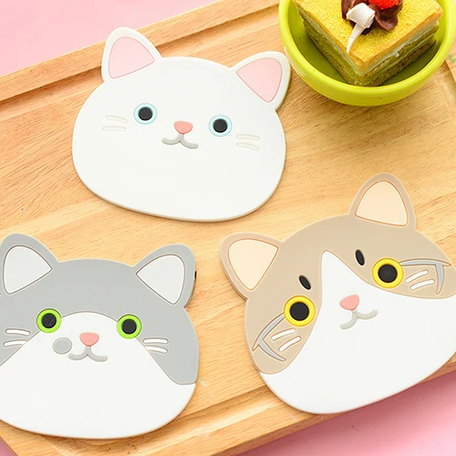 Кухня милый мультфильм кошка кофе напиток Стакан Кружка держатель Pad Coaster|pad