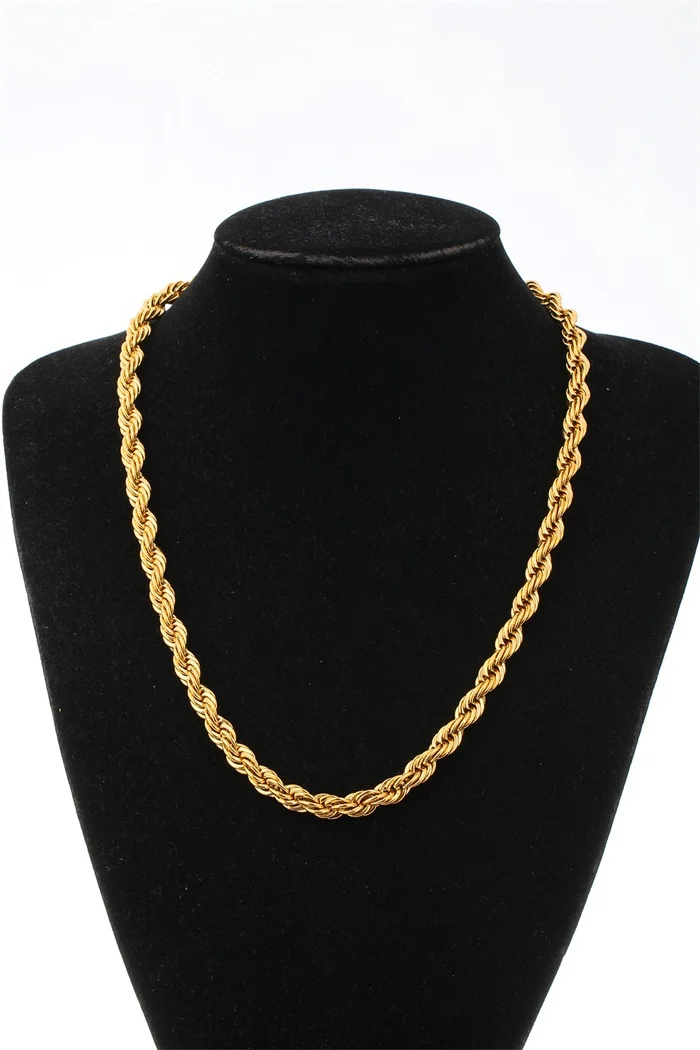 Коренастый желтого золота Цвет 8 мм хип-хоп Тяжелая Толстая веревку цепи длиной