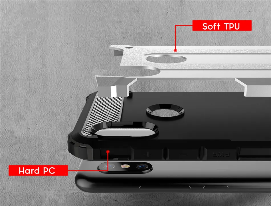 Luxury Rugged Soft Cover For Redmi Note 6 Pro 5 Anti Knock Phone Case Hybrid Hard Tough Dual Layer Armor Shockproof |