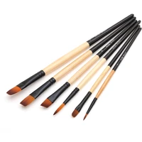 6pcsset nylon hair wooden handle paint brush watercolor oil painting acrylics brush pen for kids student drawing art supplies